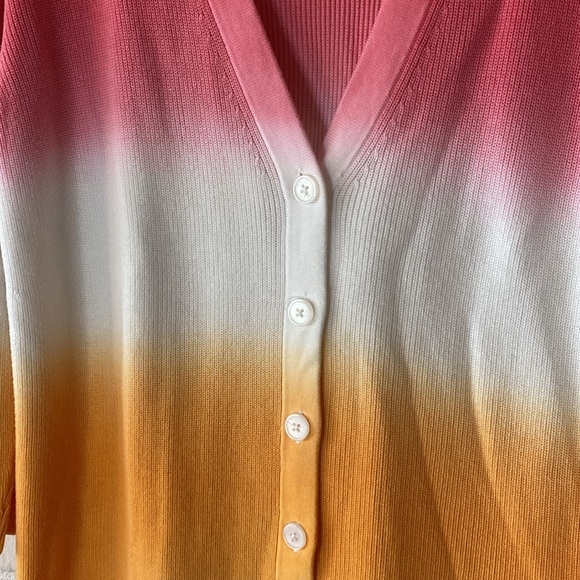 Talbots pink orange ombré button front sweater - Picture 2 of 6